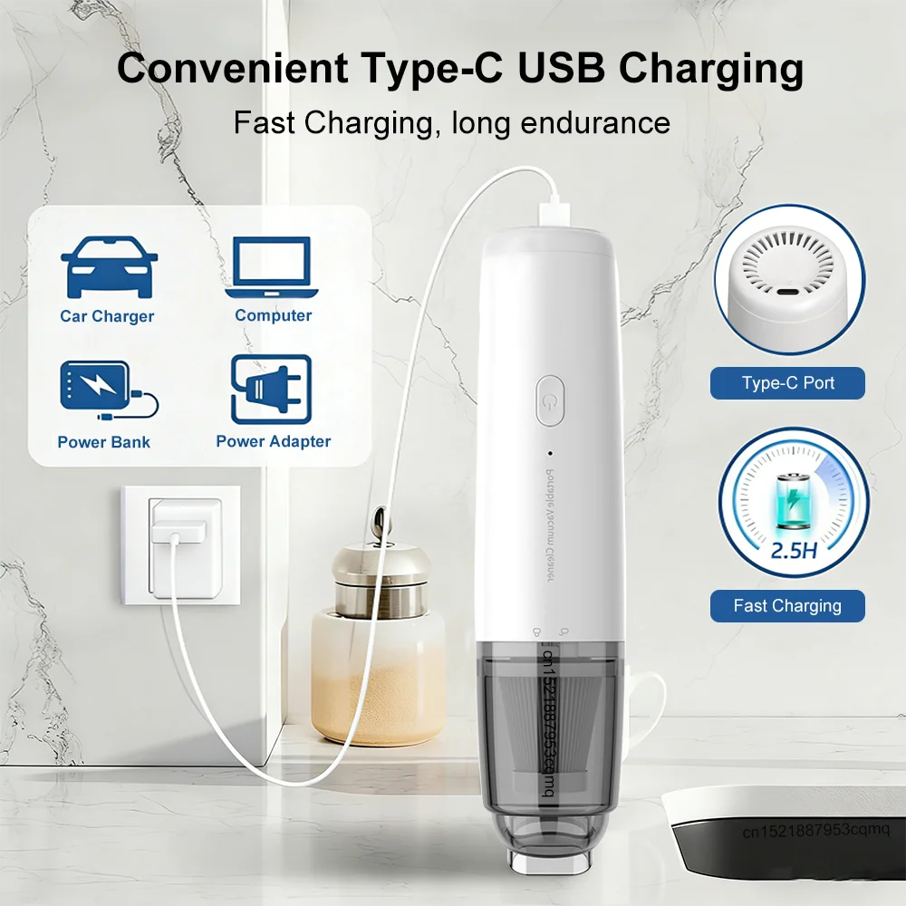 13000PA Wireless Car Vacuum Cleaner USB Rechargeable Powerful Suction Cleaning Machine Handheld Portable Car&Home Vacuum Cleaner Peaceful Pleasures Health and Wellness