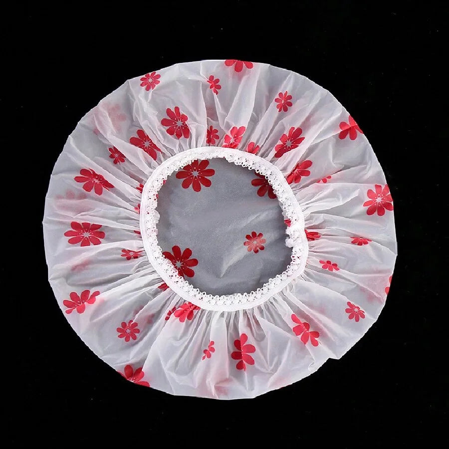 5pcs Waterproof Shower Cap WOMEN'S Household Bathing Anti-oil Smoke Hair Care Shower Cap Dry Hair Cap Peaceful Pleasures Health and Wellness