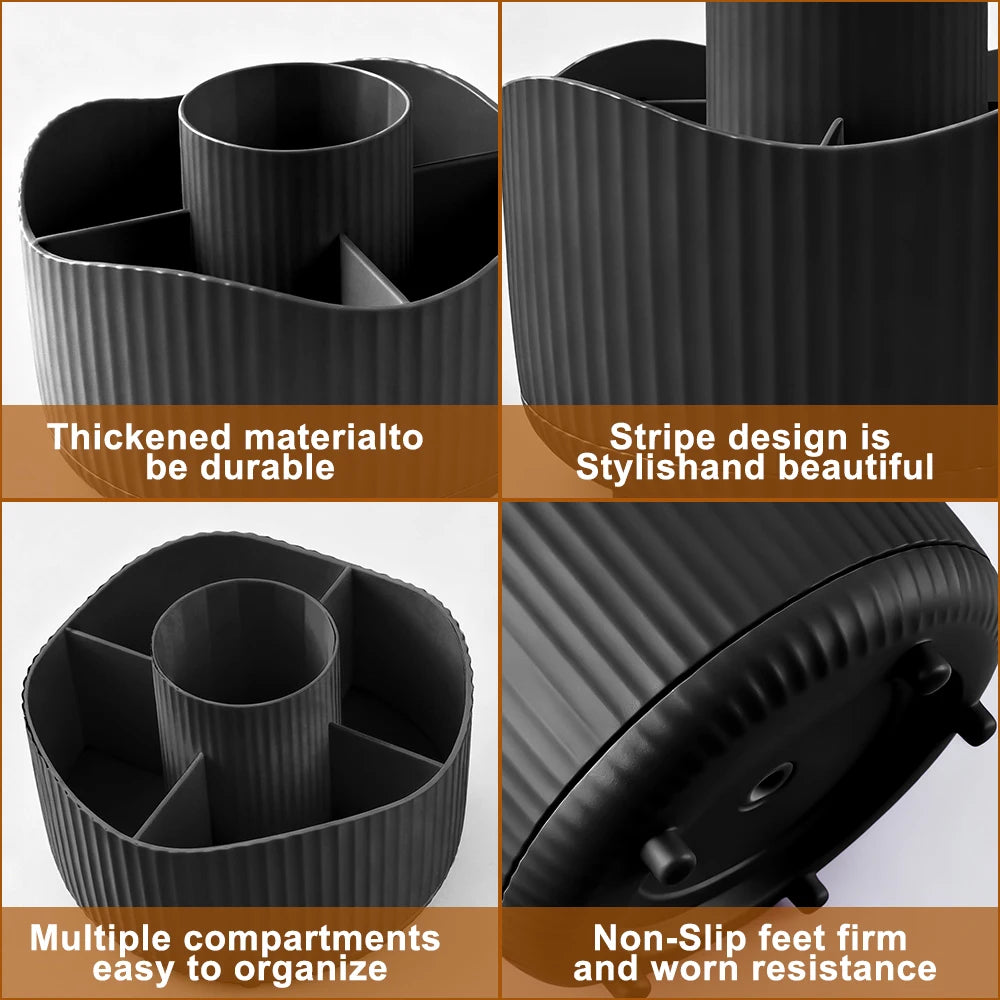 Rotating Makeup Organizer – 360° Cosmetic Carousel & Brush Holder