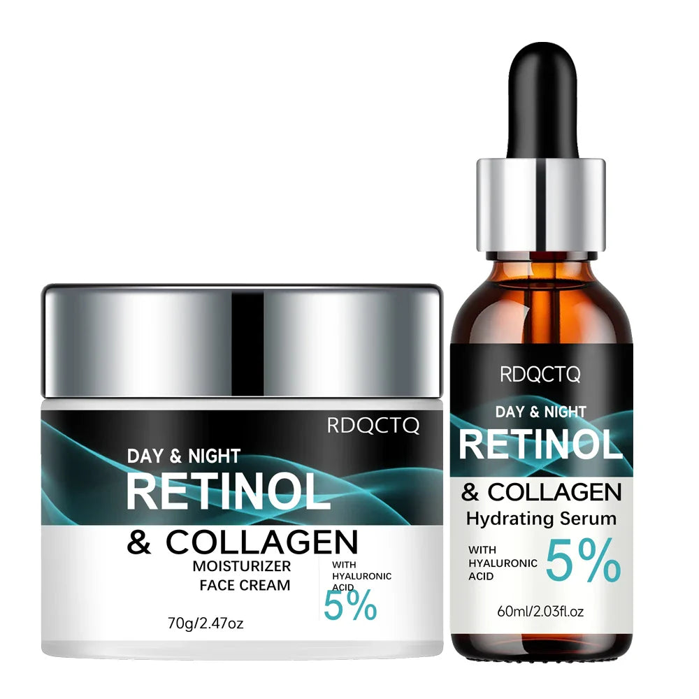 Retinol Cream & Hyaluronic Acid Serum Set – Day & Night Care