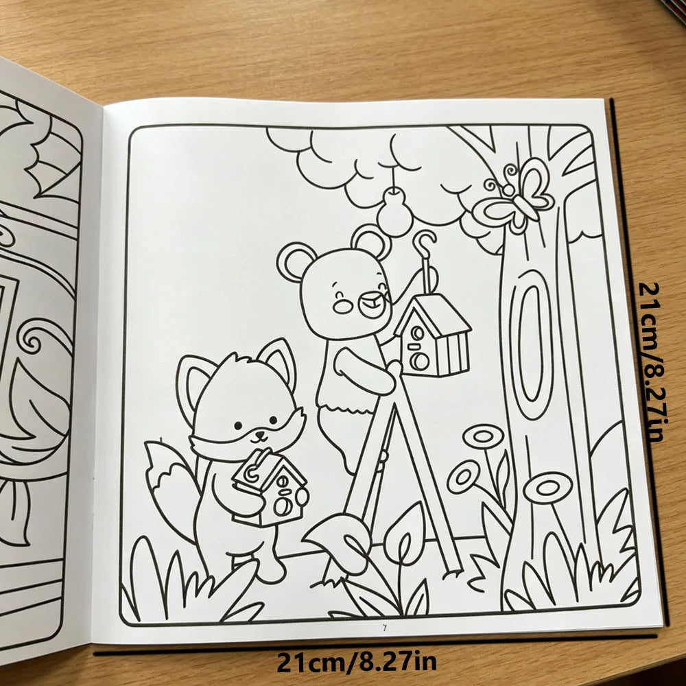 Cozy Friends Cute Animal Coloring Book 24 Pages Comfy Beach Scene Art