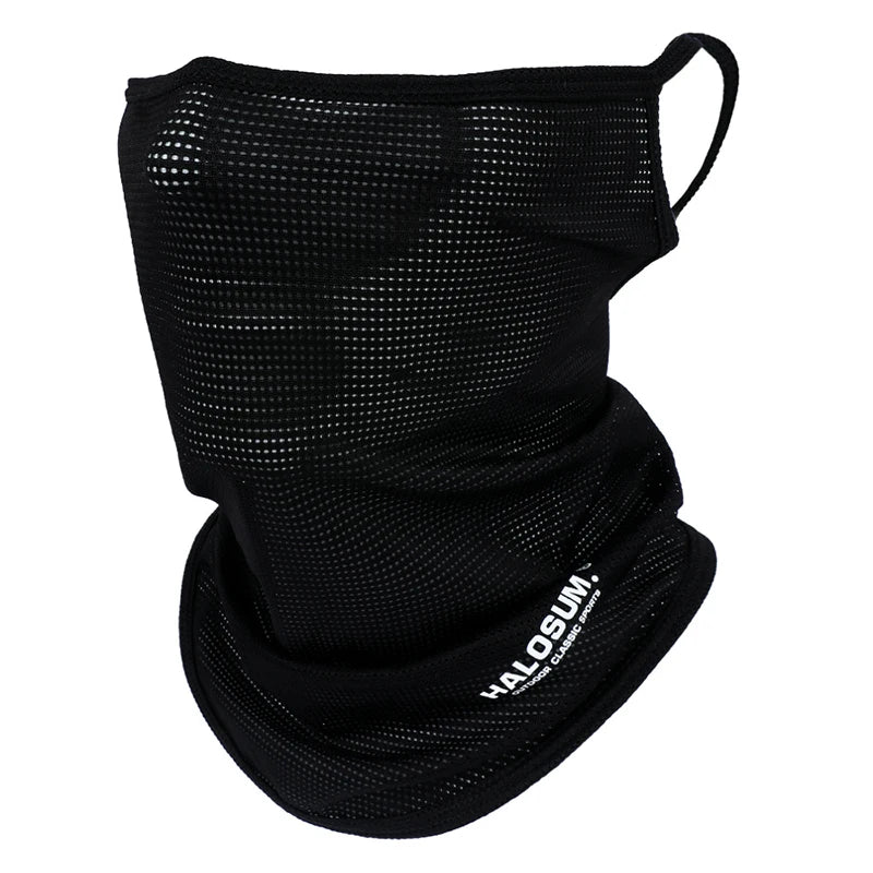 Summer Men's and Women's Ice Silk Veil Sunshade Breathable Outdoor Neck Protection Cycling Mask Half Face Style Peaceful Pleasures Health and Wellness black