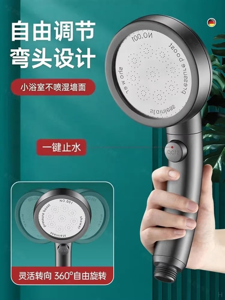 Large Panel Rainfall Shower Head | High Pressure & Stop Button