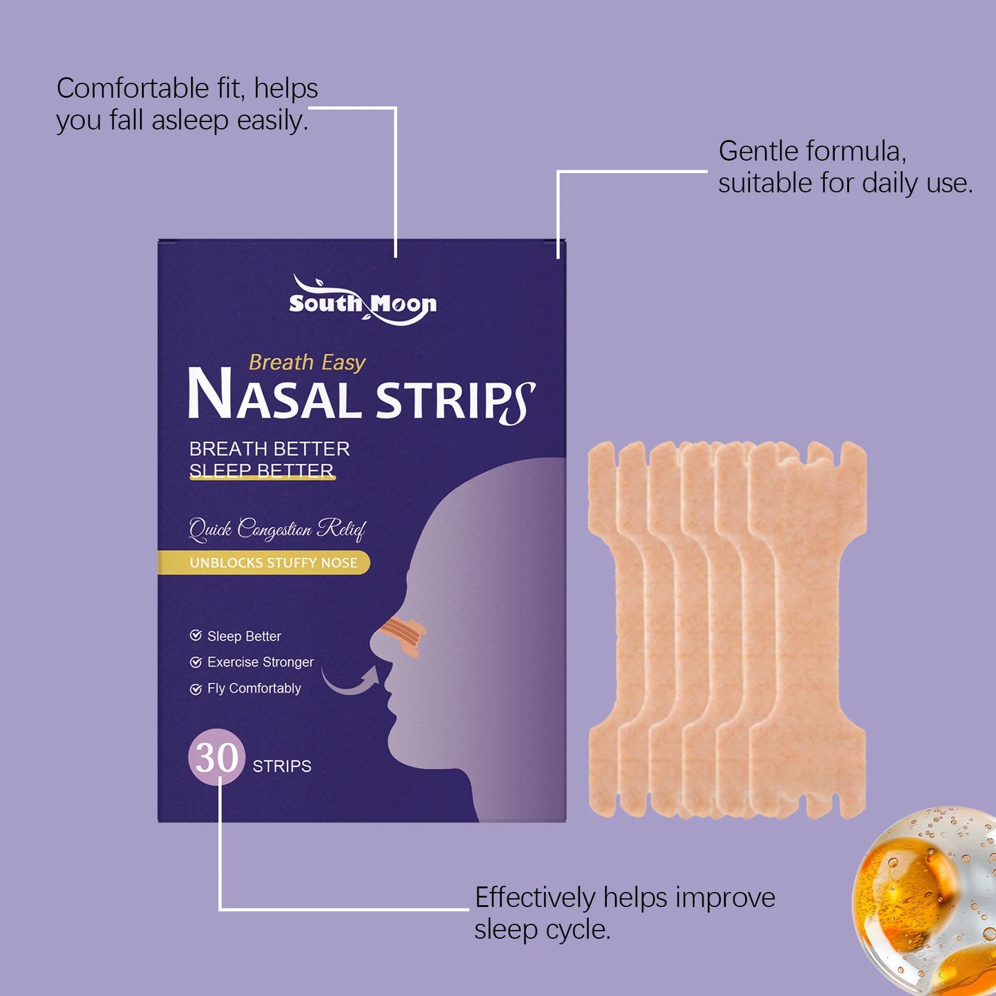 Gentle Nighttime Nasal Strips | Breathable, Unisex, All Skin Types
