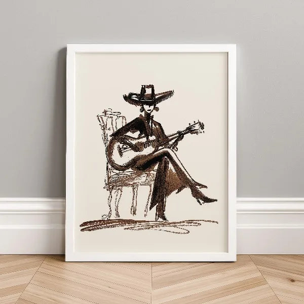 Western Cowboy Cowgirl Line Poster Retro Southwestern Rodeo Fashion Ranch Canvas Painting Wall Art for Living Room Home Decor Peaceful Pleasures Health and Wellness