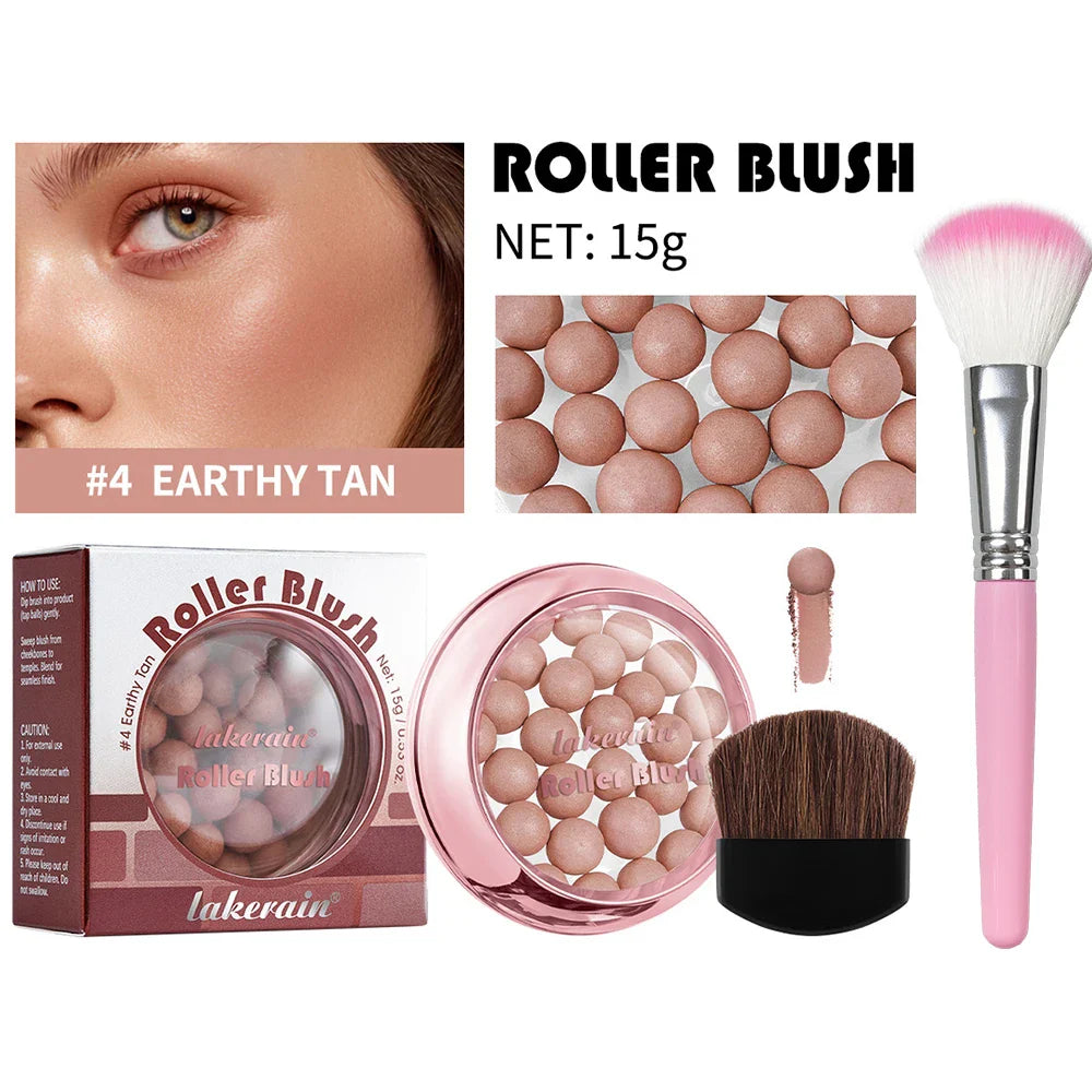 Roll-On Shimmer Blush with Brush – Lightweight, Long-Lasting