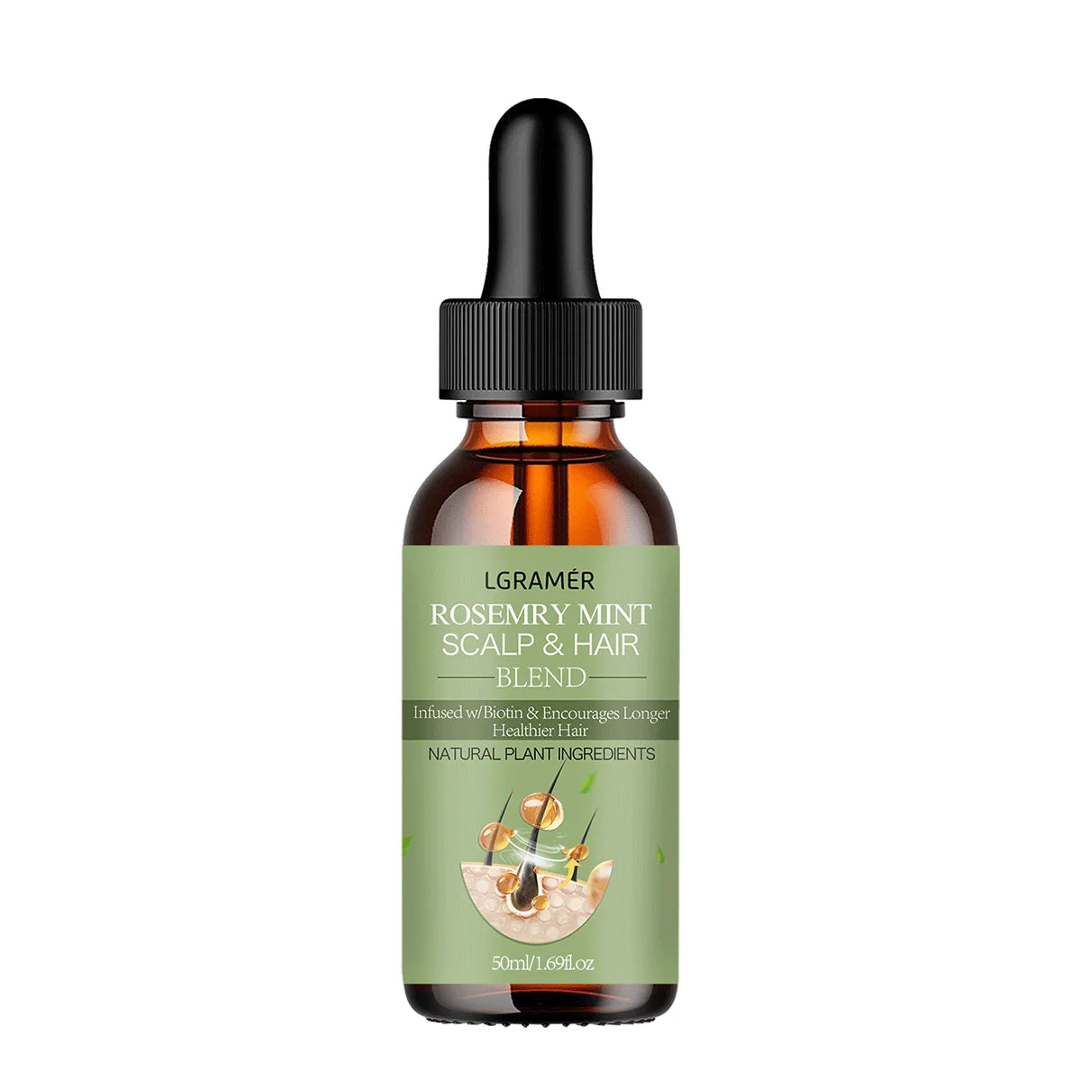 Hair Growth Oil Organic Peppermint Rosemary Scalp Strengthening Oil Nourishing Care Anti-split Ends and Hair Loss Hair Oil Set Peaceful Pleasures Health and Wellness 50ml