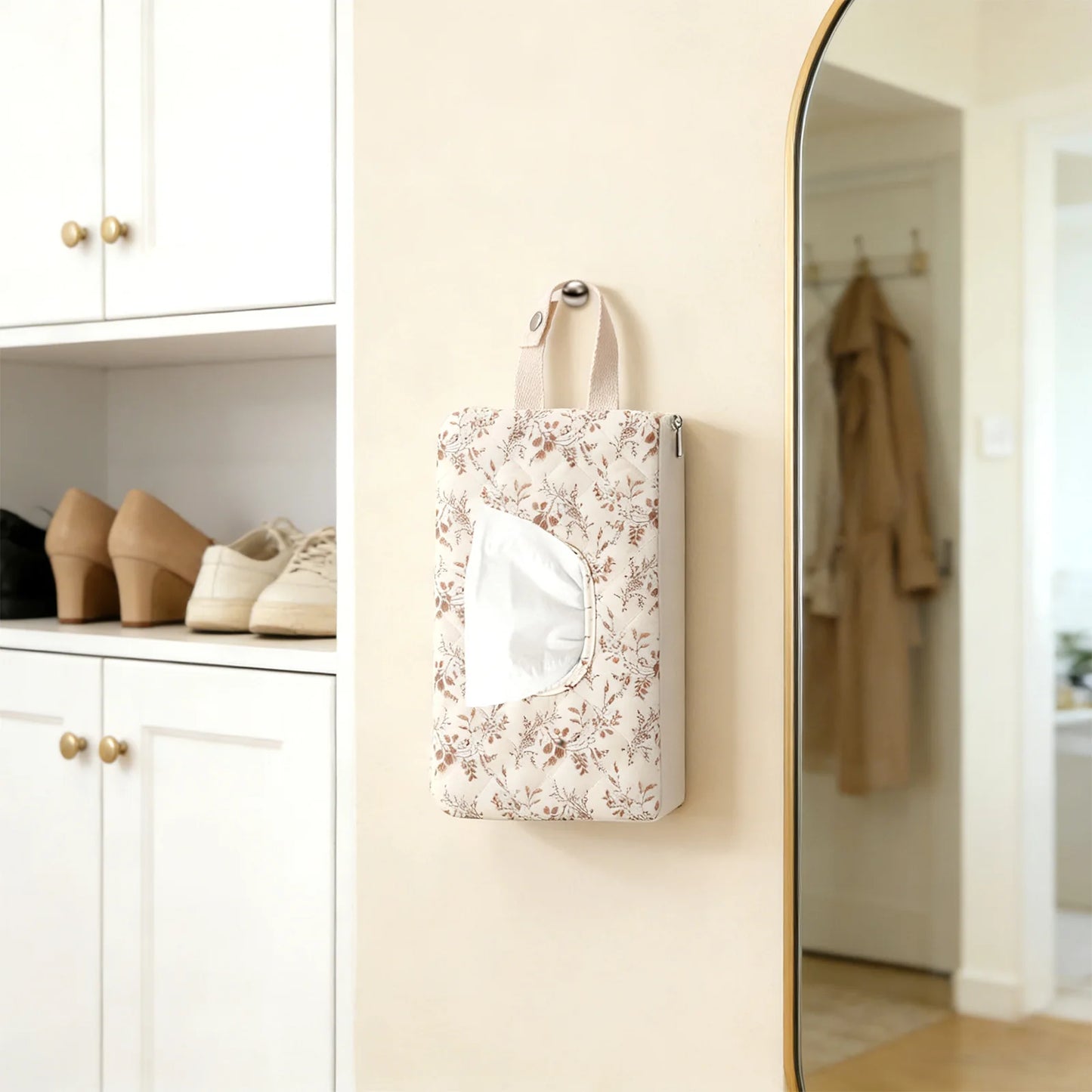 Floral Quilted Baby Wipes Case | Stroller Hanging Dispenser