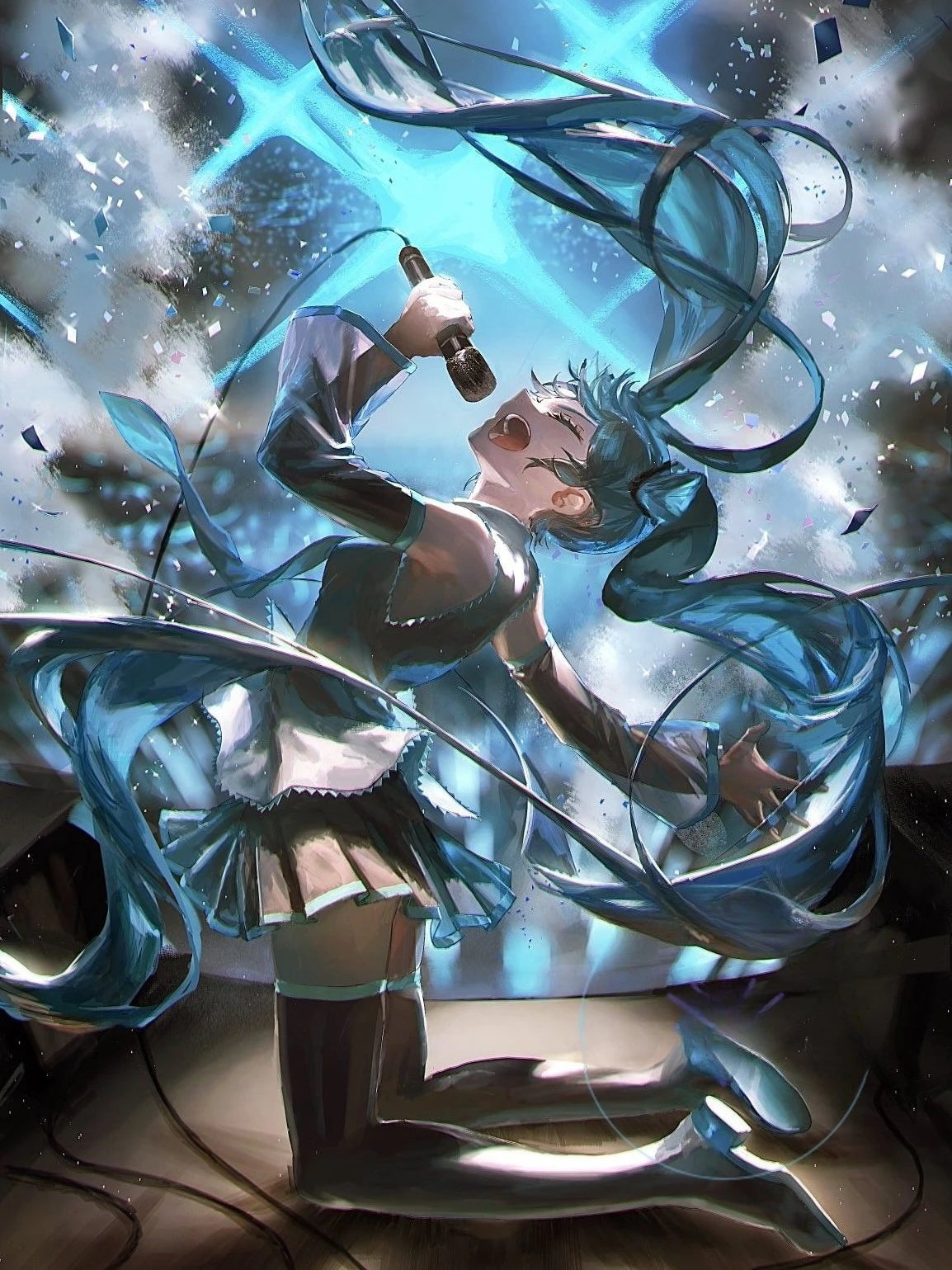 Amine H-Hatsunes-M-Miku Girls Poster Hatsune Miku art decoration Wall Art Sticker For Bar Living Room Decor Gift Peaceful Pleasures Health and Wellness