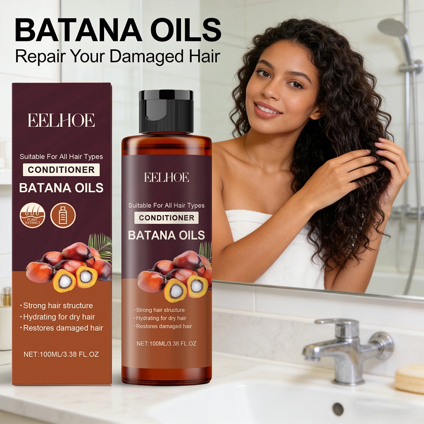 Eelhoe Batana Oil Hair Conditioner for Dry & Frizzy Hair 100ml Hair Conditioner Peaceful Pleasures Health and Wellness