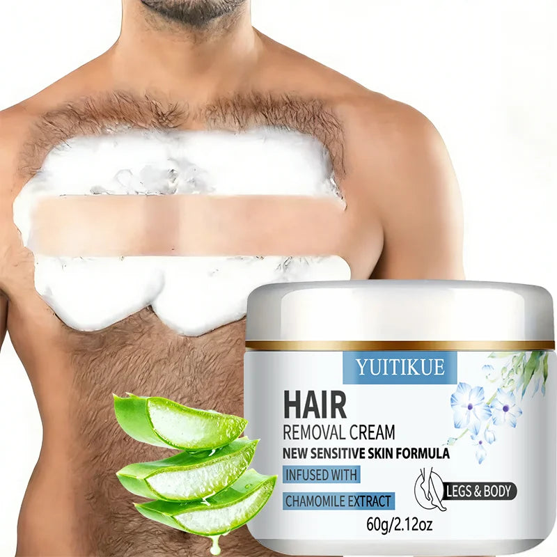YUITIKUE Hair Removal Cream 60g Sensitive Skin Formula with Chamomile Extract for Legs & Body Peaceful Pleasures Health and Wellness
