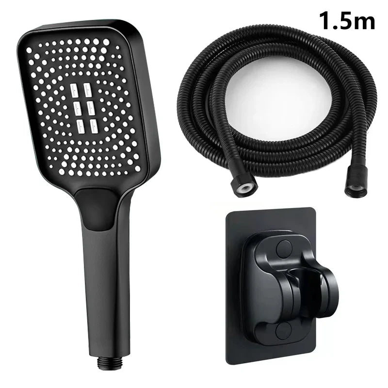 Square High-Pressure Handheld Shower Head – 3 Spray Modes
