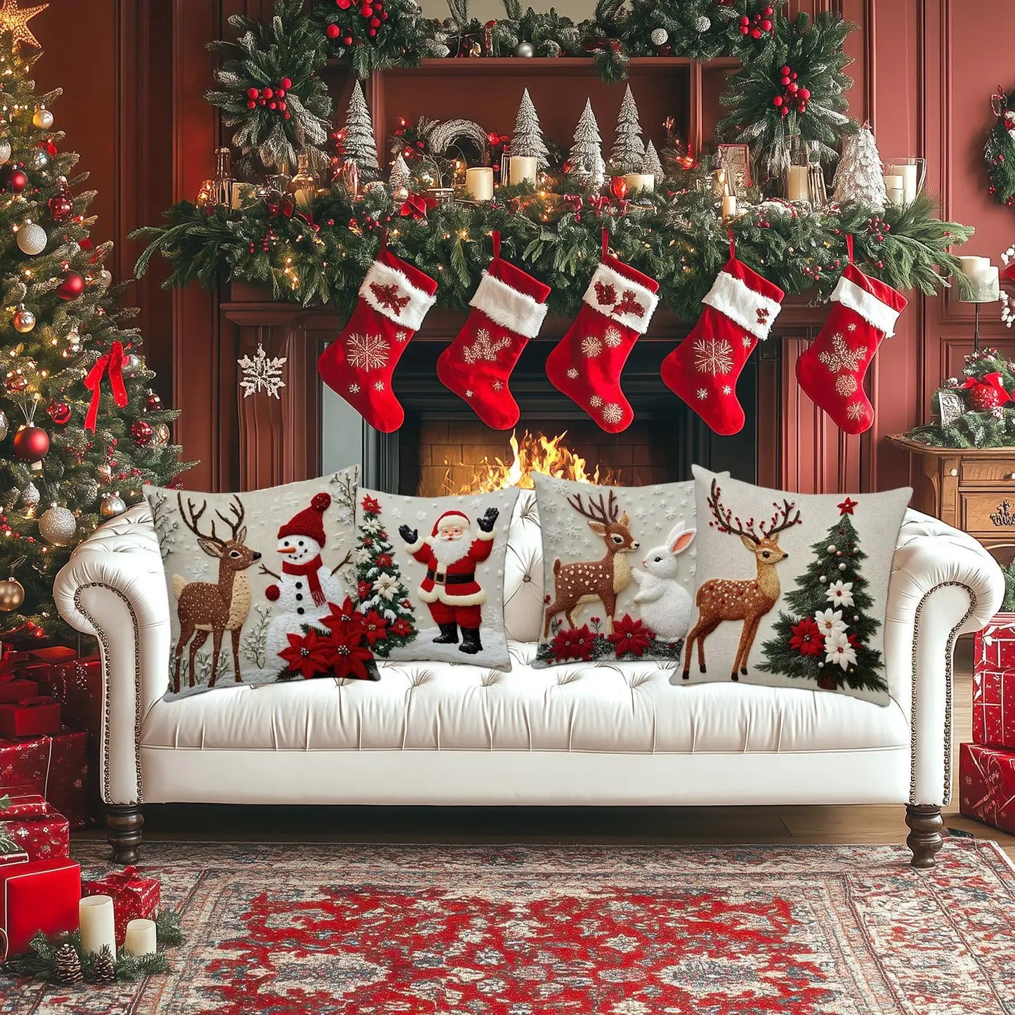 4-Pack Christmas Pillow Covers 17.7" | Festive Holiday Décor
