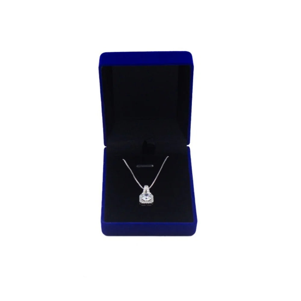 Square Velvet Necklace Box – Pendant Gift & Storage Case