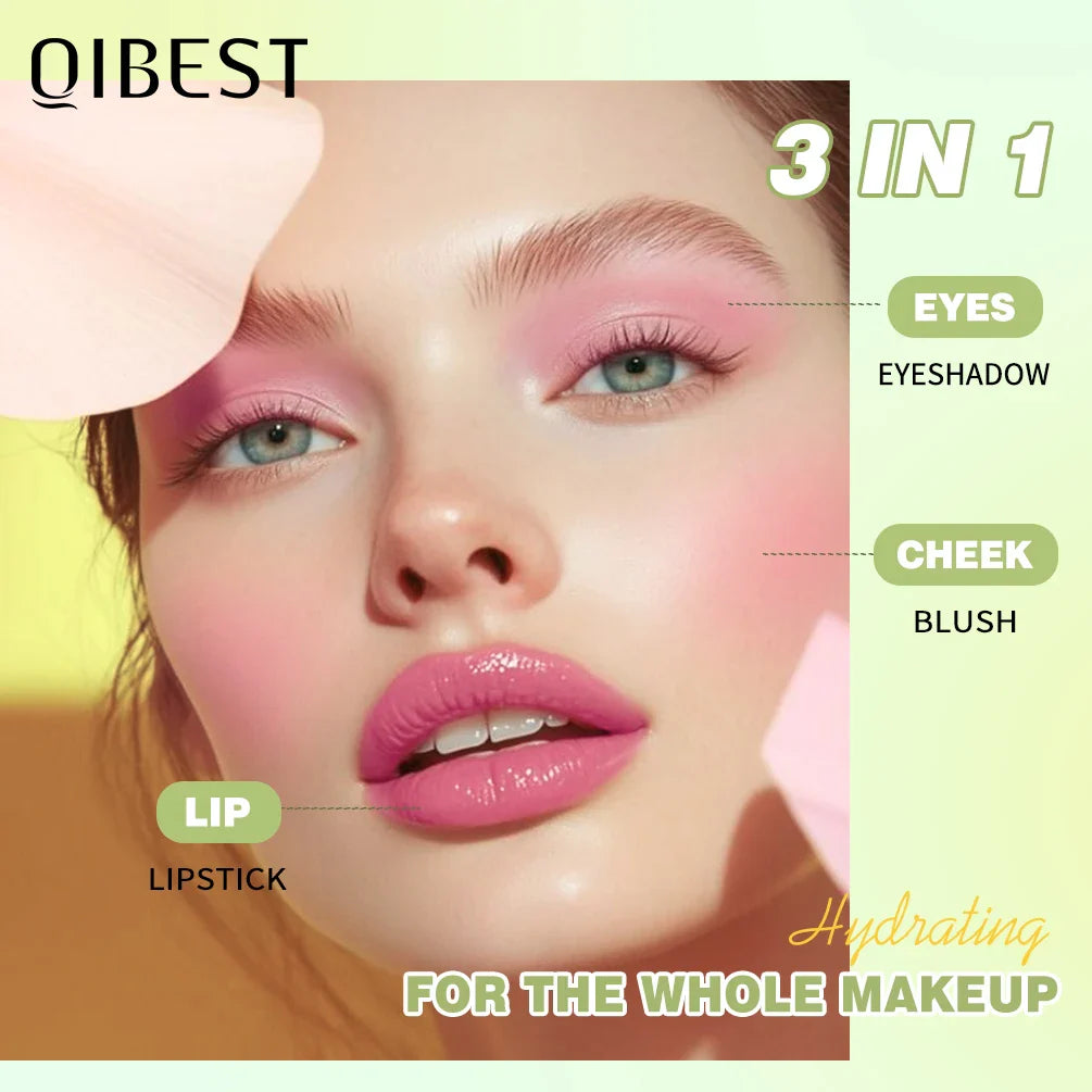 QIBEST 3-in-1 Jelly Blush Stick – Lips, Cheeks & Eyes | 3 Colors