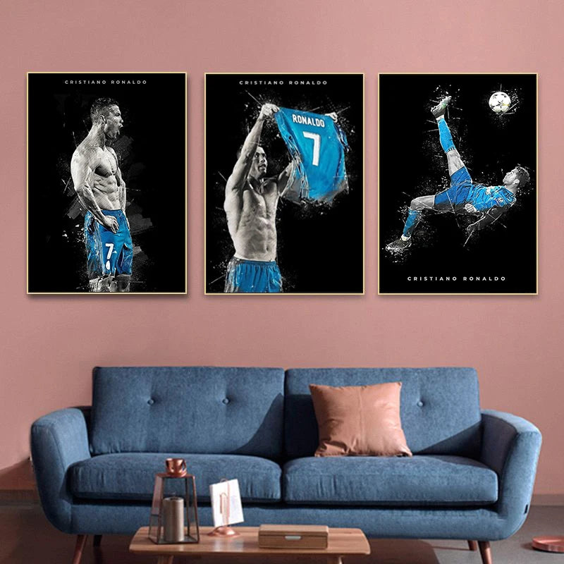 Football Star Canvas Wall Art | Soccer Fan Poster Print