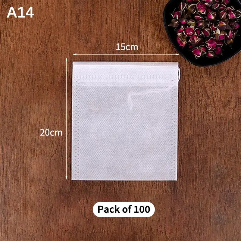 100 Disposable Drawstring Tea Bags – Empty Filter Pouches Tea Filter Bags Peaceful Pleasures Health and Wellness A14