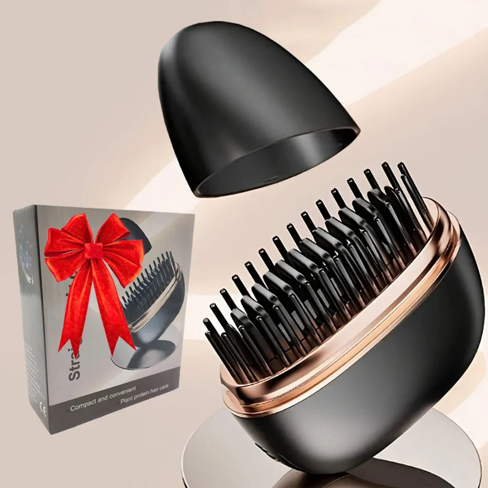 New Wireless Straightening Comb Portable USB Charging Hair Straightener Brush Heating Plates Comb for Smooth Styling Hair Styler Peaceful Pleasures Health and Wellness black