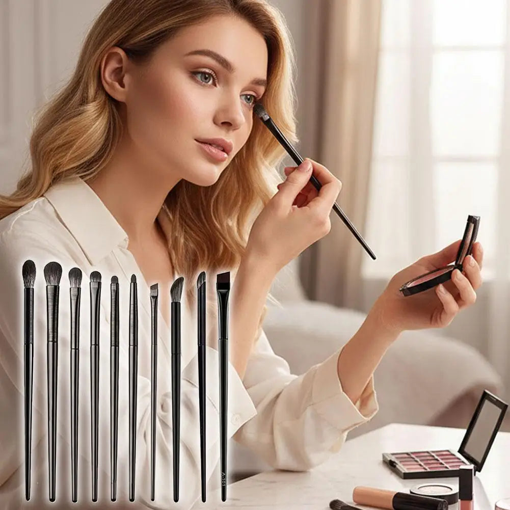 10-Piece Eye Makeup Brush Set – Concealer, Eyeshadow, Blending, Eyeliner & Spoolie Peaceful Pleasures Health and Wellness