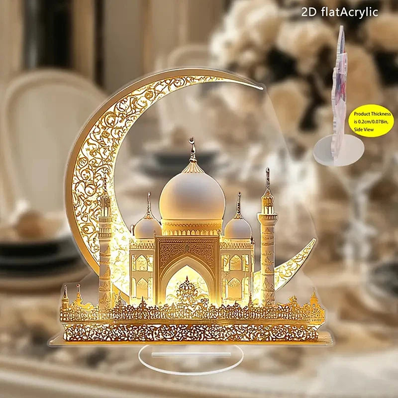 Acrylic Crescent Castle Decor | Ramadan & Eid Ornament Festive Tabletop Decor Peaceful Pleasures Health and Wellness
