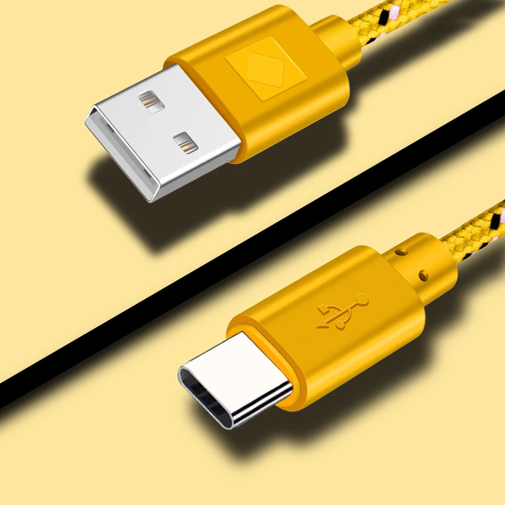 Nylon USB-C Fast Charging Cable 1M 2M 3M | Samsung Huawei