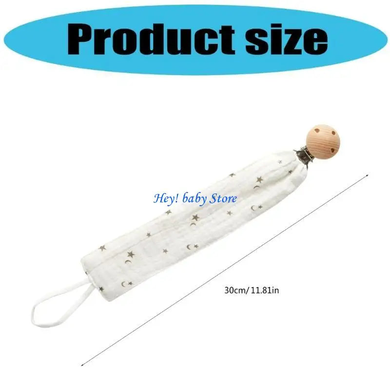 Baby Pacifier Clip Chain | Cotton & Wood Holder for Newborns
