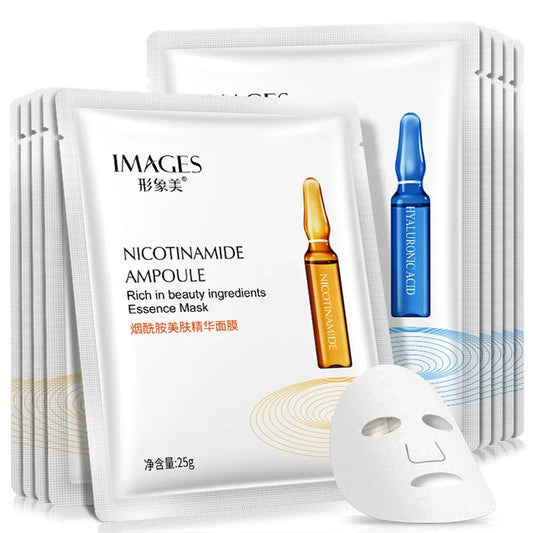 10-Pack Hyaluronic Acid Niacinamide Sheet Mask – Pore Minimizing Facial Sheet Mask Peaceful Pleasures Health and Wellness mixed