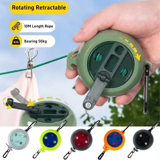 10M Retractable Clothesline Outdoor Travel Portable Clothes Drying Rack Windproof Washing Line For Camping Home Laundry Hanger Peaceful Pleasures Health and Wellness