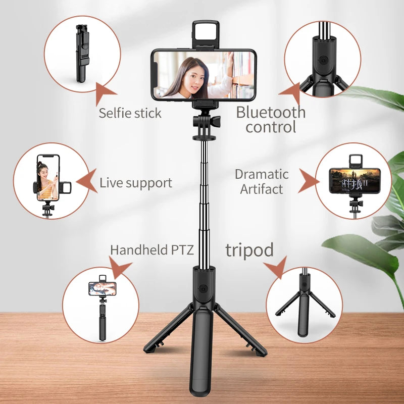 With Fill Light 360-Degree Rotation Wireless Bluetooth Selfie Stick Remote Shutter Tripod For iphone xiaomi huawei Phone Holder Peaceful Pleasures Health and Wellness