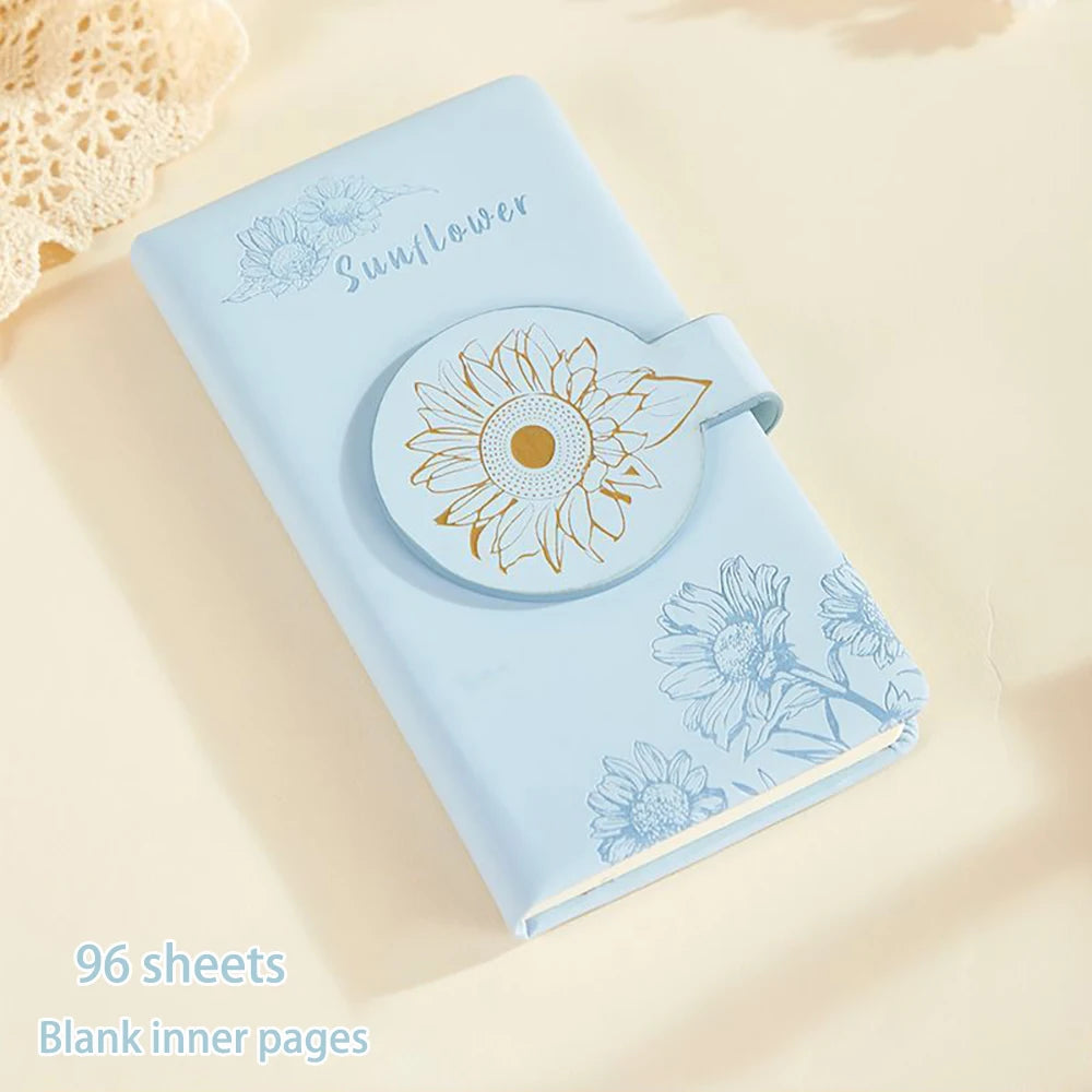 Flower Magnetic Suction Buckle Handle Ledger Blank Inner Pages Small