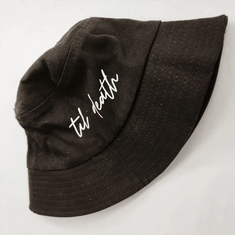 Til Death Do Us Part Black Fisherman Hat | Bachelorette Gift Bridal Party Hat Peaceful Pleasures Health and Wellness Til Death One size