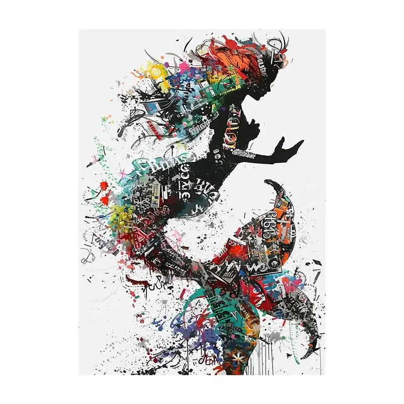 Abstract Graffiti Canvas Wall Art | Colorful Surreal Print