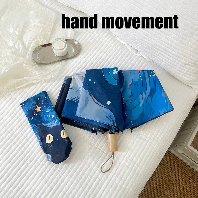 Cat Cartoon Auto Folding Umbrella – Sun & Rain Protection