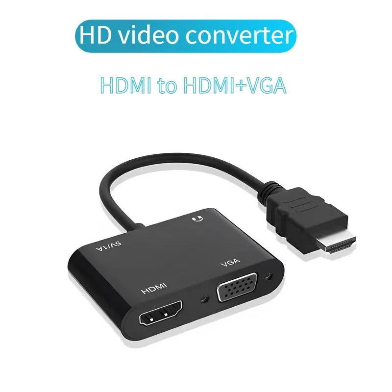 HDMI-compatible TO 4K HD VGA 1080p Converter Dual Display At The Same Time with 3.5mm Audio for PC HDTV Monitor Display Peaceful Pleasures Health and Wellness HDMI to VGA HDMI