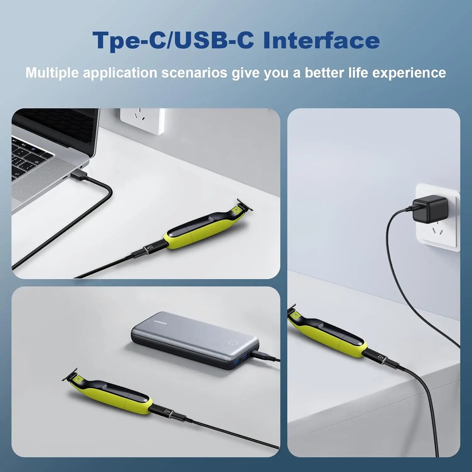 Type-C Charger Adapter for Philips OneBlade QP2520 QP2620 4.3V Peaceful Pleasures Health and Wellness