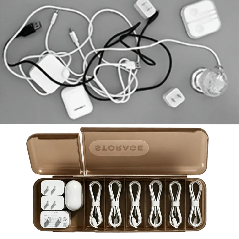 7-Compartment Cable & Charger Cord Organizer Storage Box