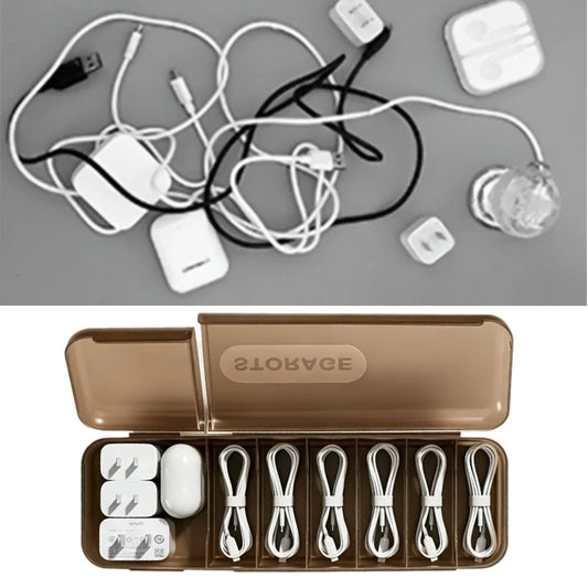 7-Compartment Cable & Charger Cord Organizer Storage Box Cable Organizer Box Oasis Select
