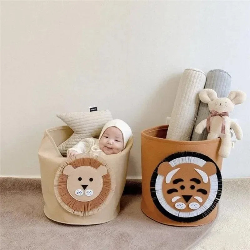 Large Felt Kids Toy & Laundry Basket – Cartoon Animal Design