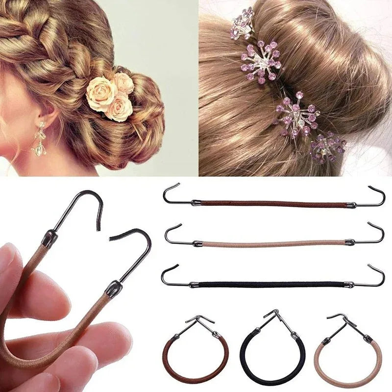 5-Pack Elastic Bow Hair Bands with Hooks – Ponytail Holders