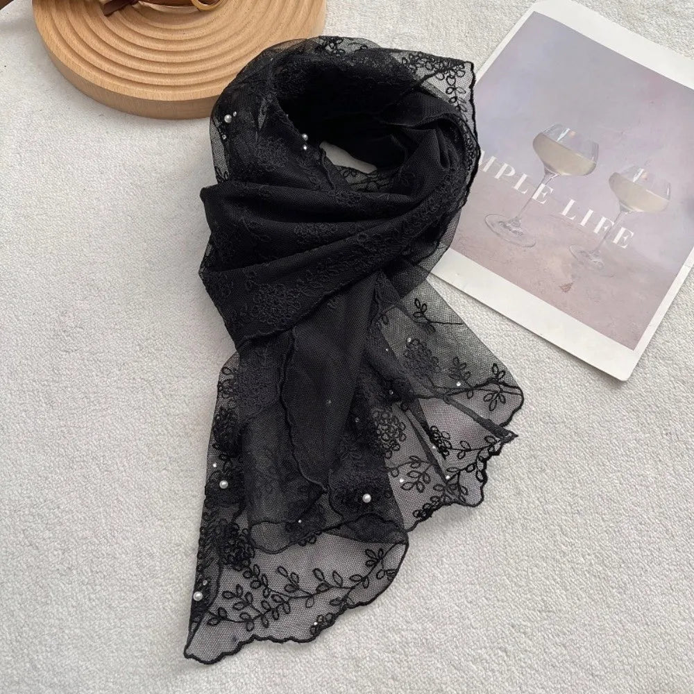 Retro Lace Embroidered Floral Long Scarf & Neckerchief Women