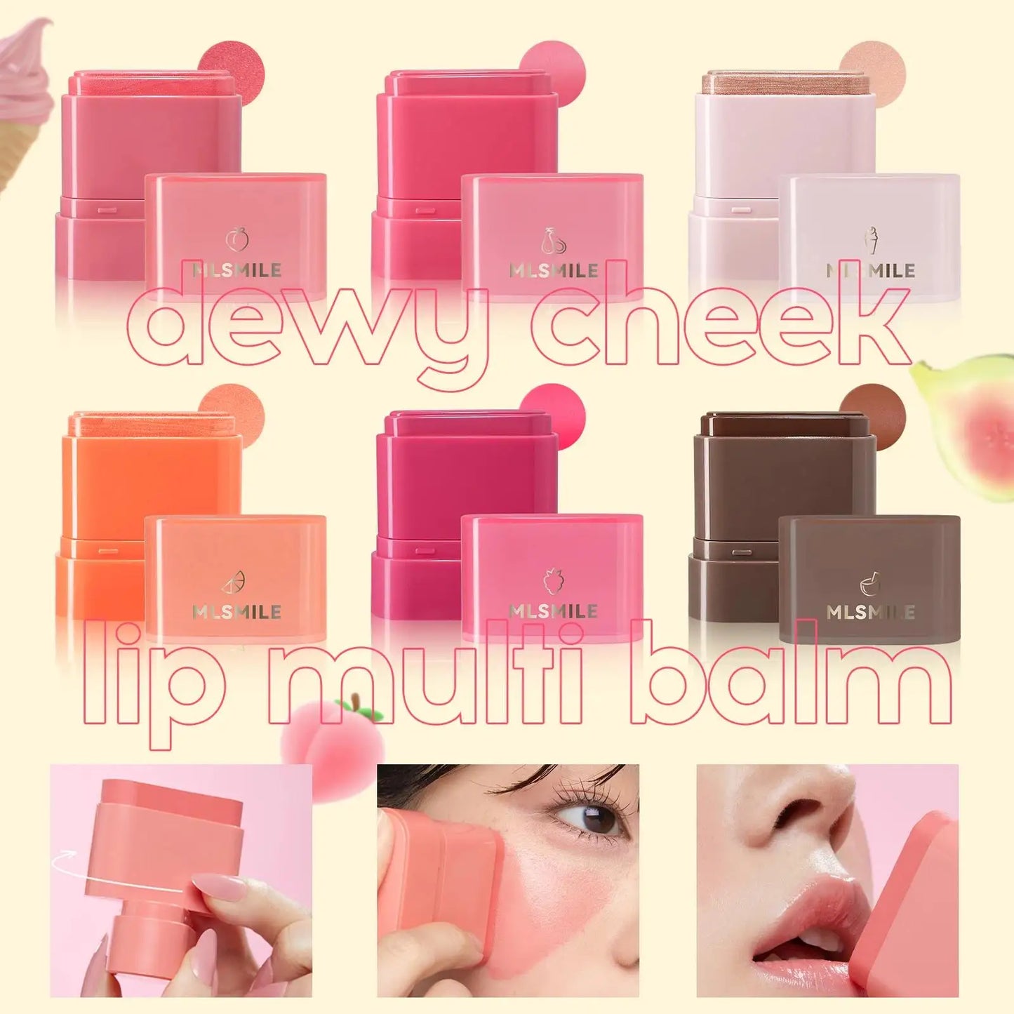 MLSMILE 2-in-1 Cream Blush Stick – Lip, Cheek & Highlight