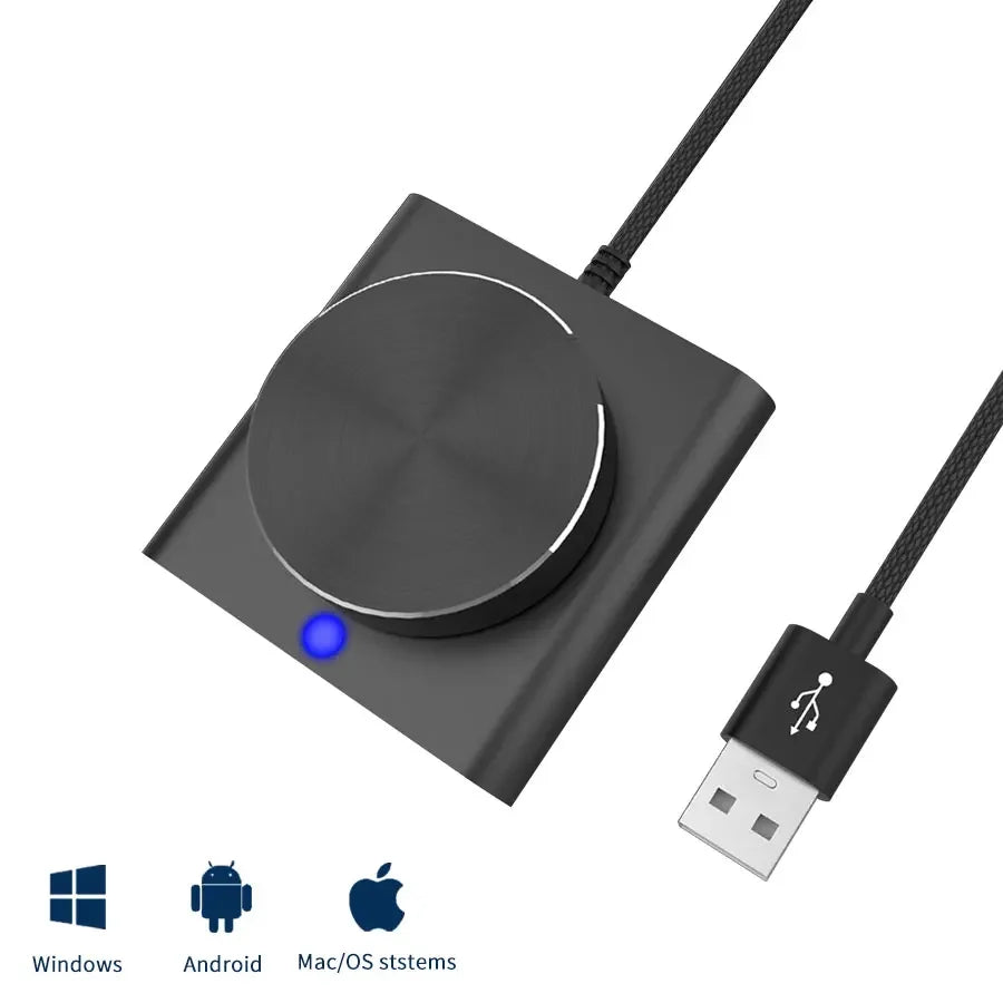 USB Volume Control Knob Adjuster Multimedia Controller Knob 1 Key Mute Pause Function for PC Support Windows iOS Android Linux Peaceful Pleasures Health and Wellness Black