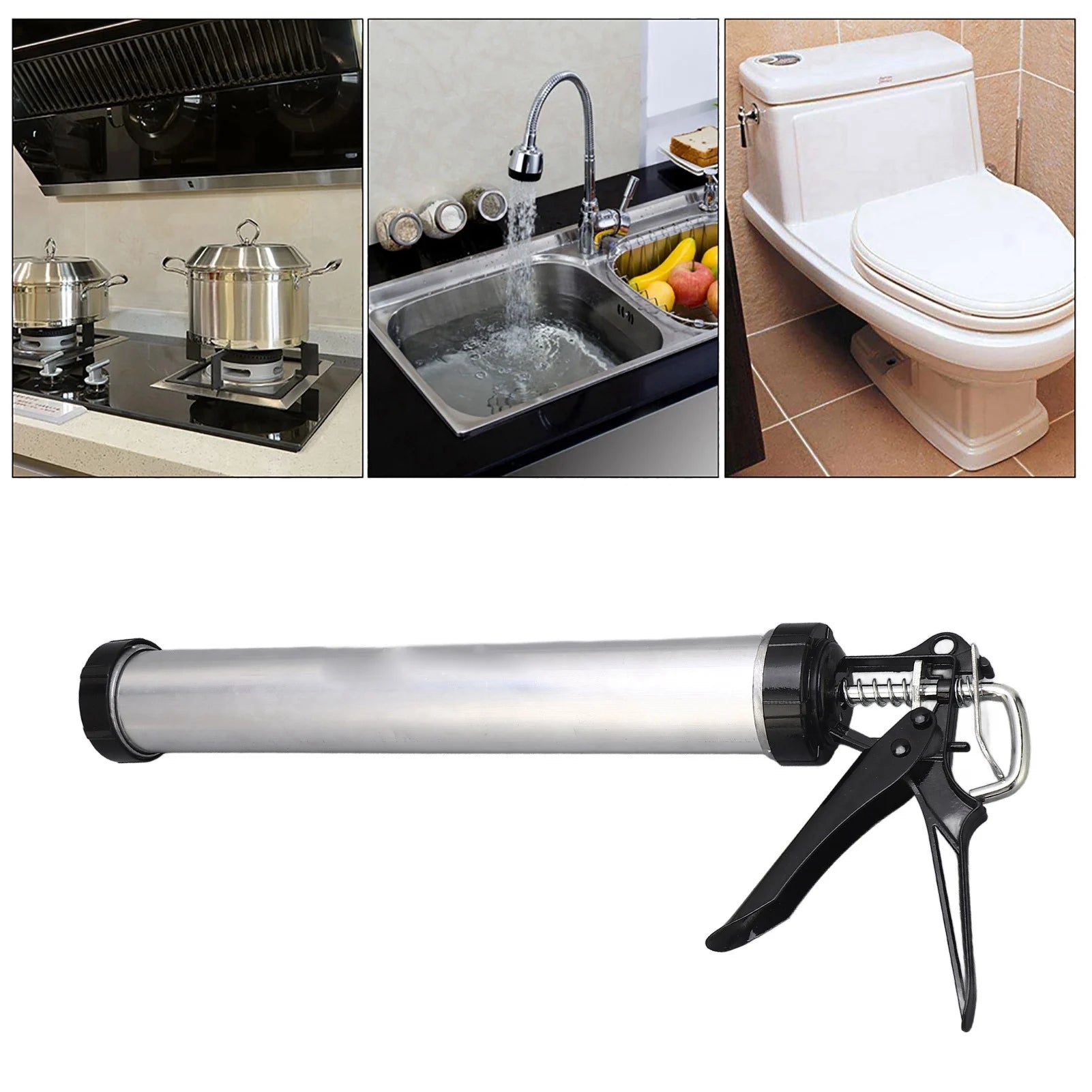 Air Caulking gun Aluminum Tube Silicone Caulking Gun 600ml Caulk Tool with 10 Nozzles Caulking Tools Silicone Caulking Gun Peaceful Pleasures Health and Wellness