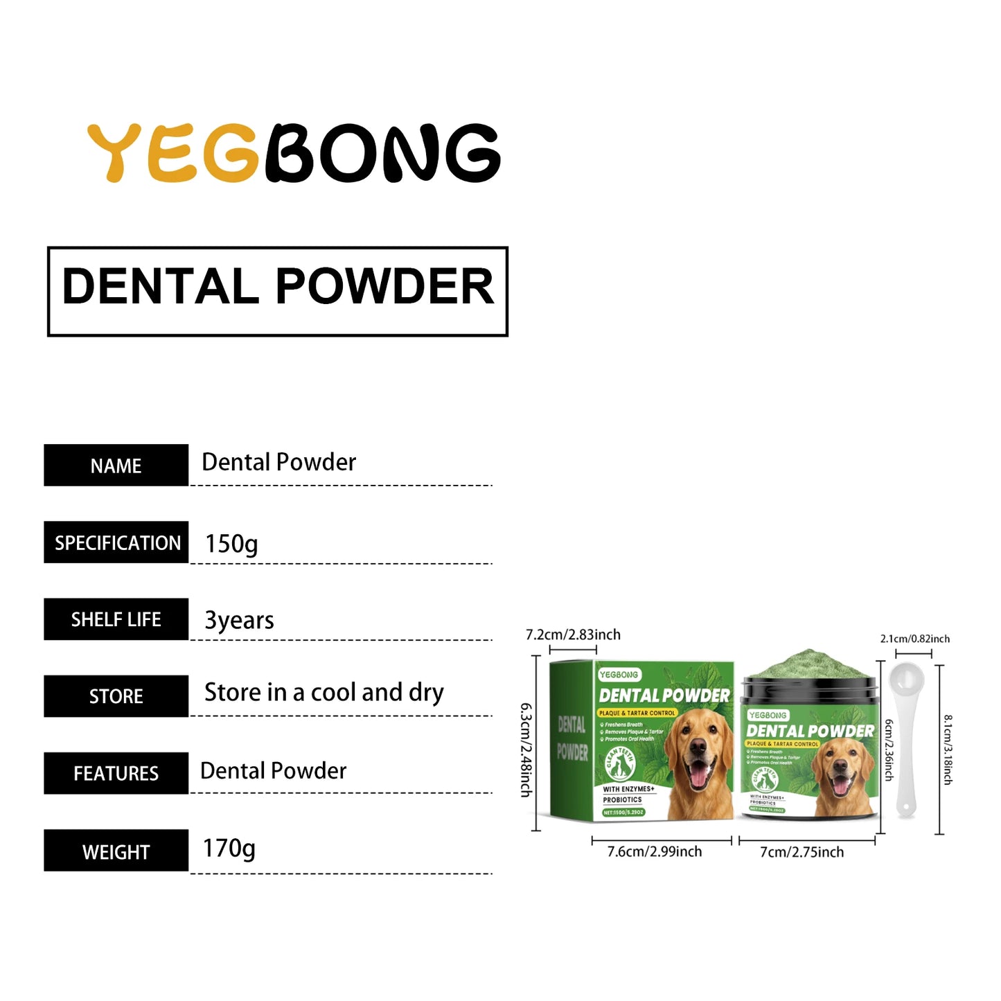 Dog Teeth Cleaning Powder 150g | Tartar & Bad Breath Relief