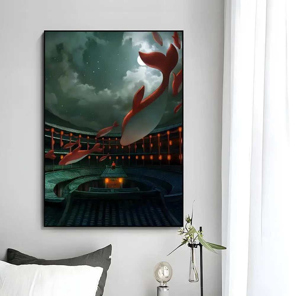 Fantasy Romantic Movie Anime B-Big Fish & Begonia Poster Wall Art Print Poster Decorative Mural Home Decor Gift Unframed Peaceful Pleasures Health and Wellness White3 50x70cm Unframed