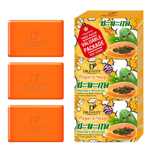 3pcs Papaya Soap Cleansing and Moisturizing Handmade Soap for Bathing, Face Washing, and Skin Moisturization Peaceful Pleasures Health and Wellness