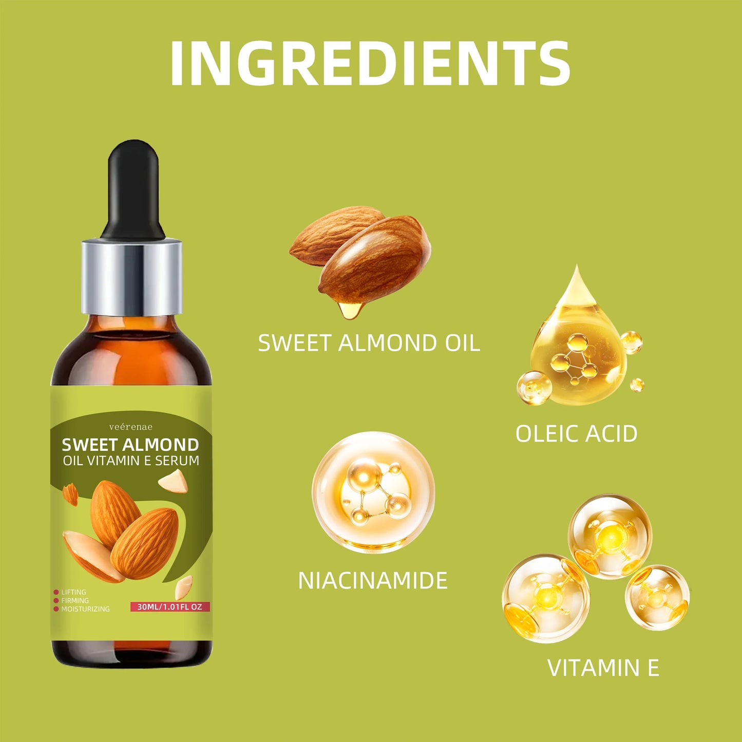 veérenae Sweet Almond Oil & Vitamin E Face Serum | Daily Use