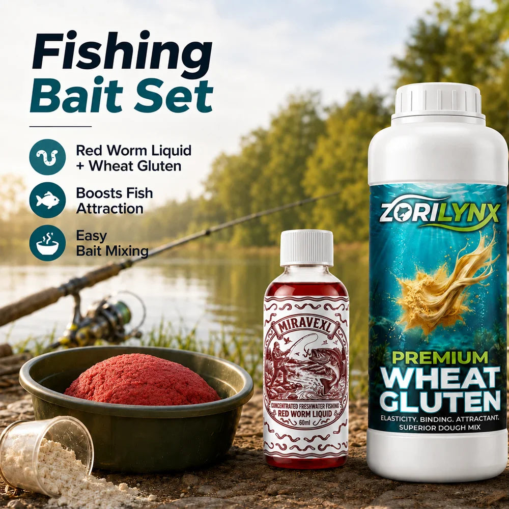 Bloodworm Liquid & Wheat Gluten Fishing Bait Additive Set