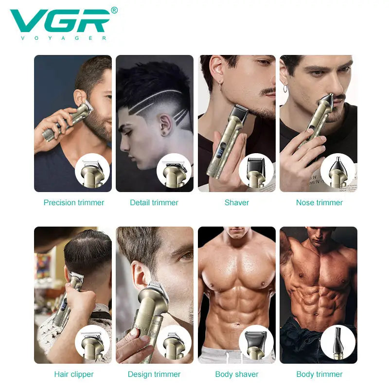 VGR 110 6-in-1 multifunctional hair clipper, metal retro body hair trimmer, home carving pusher, nose hair trimmer, shaving hair Peaceful Pleasures Health and Wellness