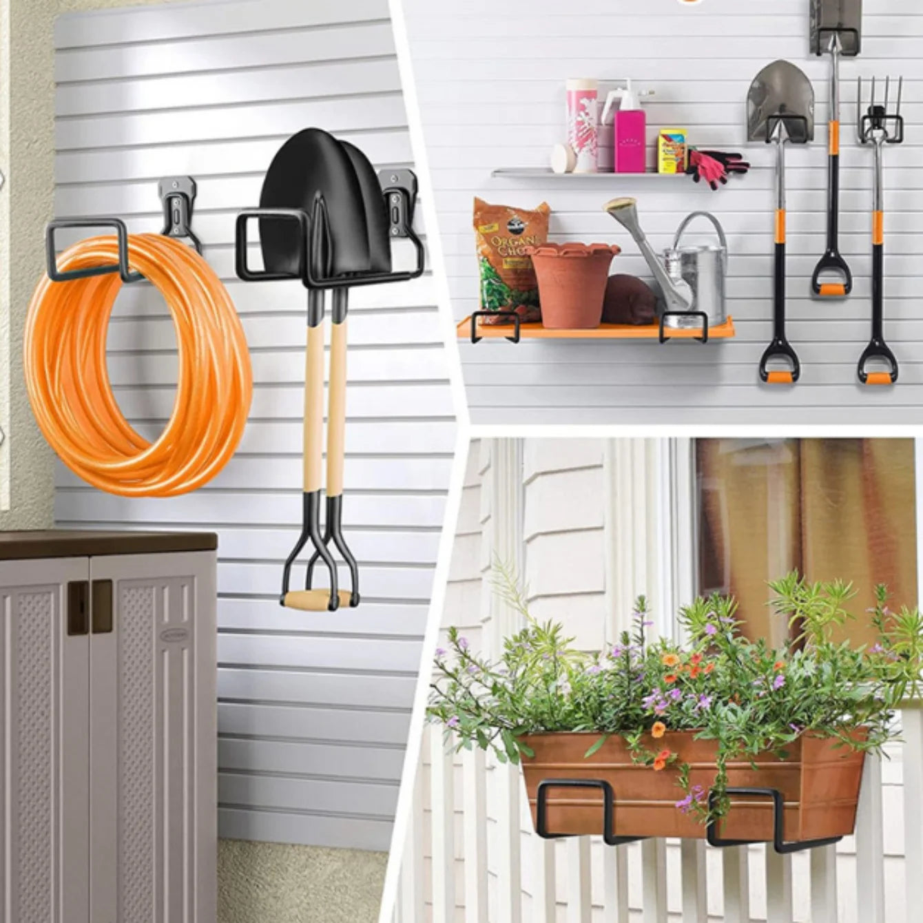 Metal Wall Mount Garden Hose Holder & Storage Bracket